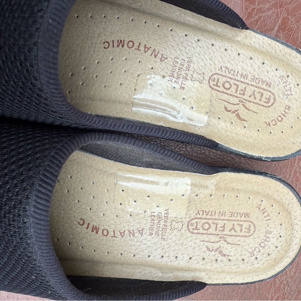 Fly Flot Italian Knit Women's Black Mesh Slip-On Mules Clogs Slipper Shoe Size 9 - Picture 10 of 11